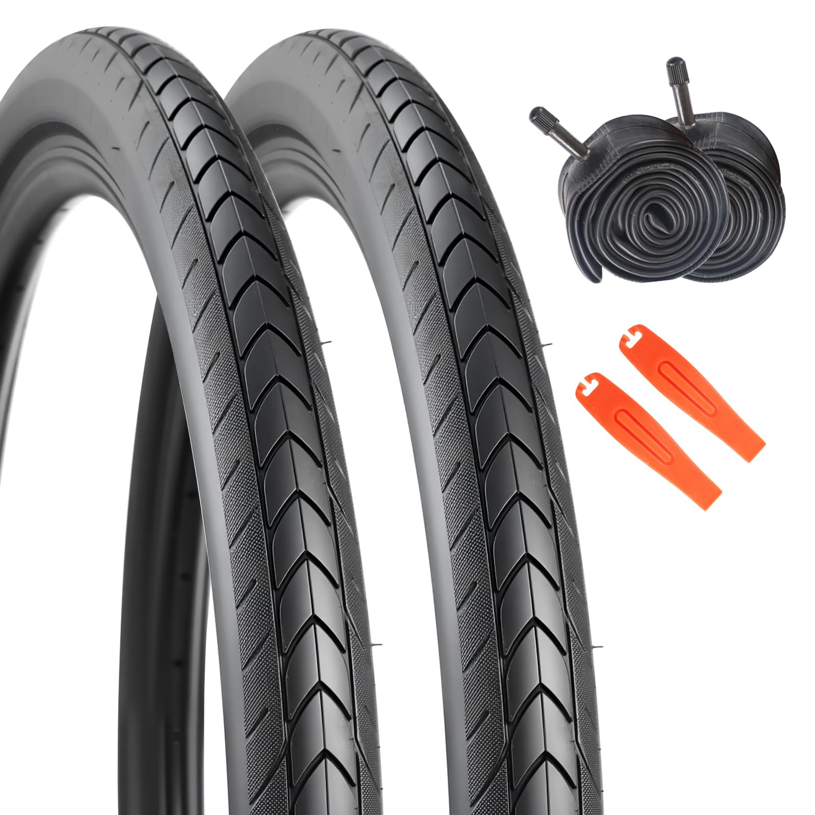 Lot de 2 pneus de vélo 27,5 x 1,75 pouces 2 pneus + 2 chambres à air + 2 leviers de montage – Kit complet de pneus de VTT – Convient pour VTT, vélo électrique, vélo de trekking, vélo de ville