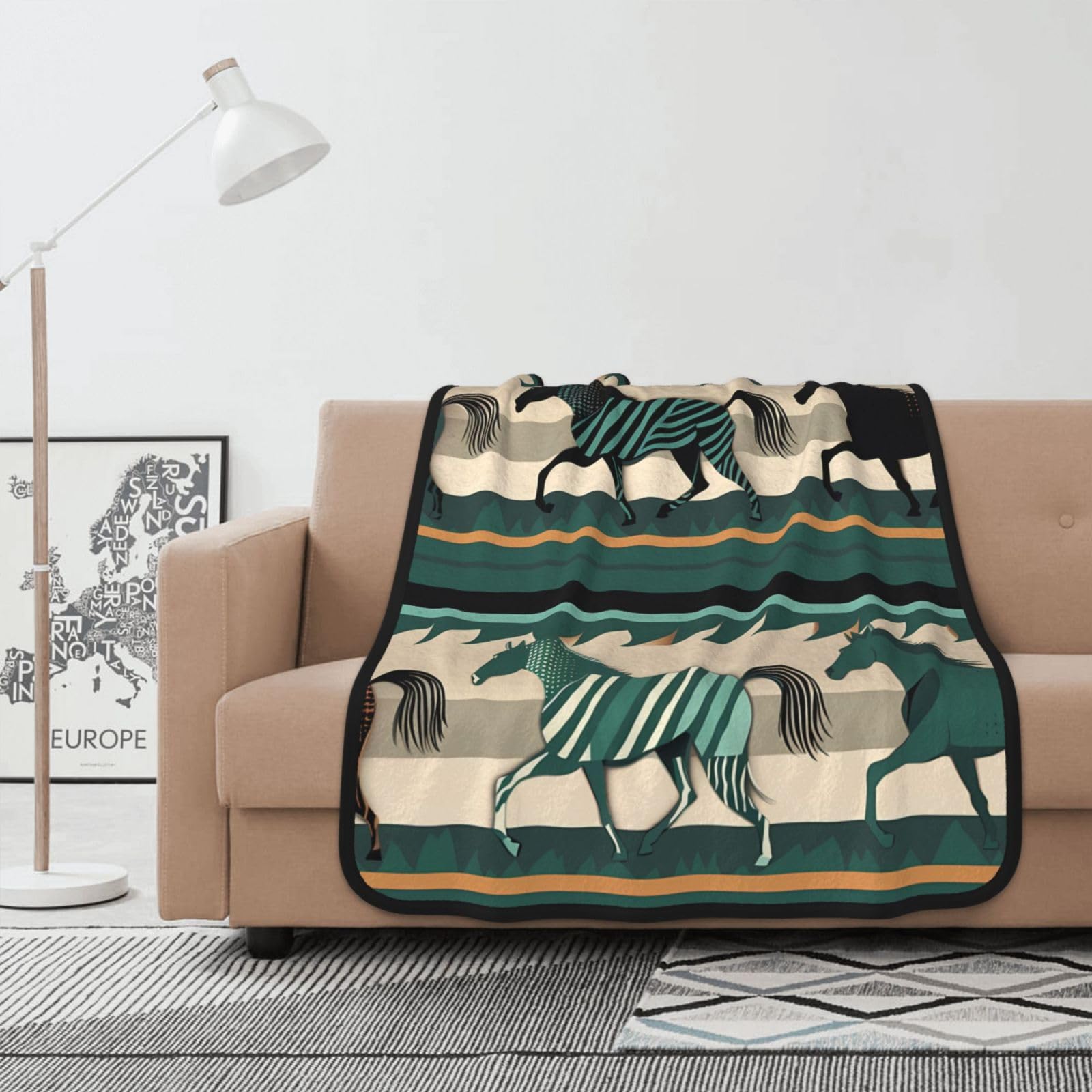 Couverture polaire en flanelle de qualité supérieure motif cheval