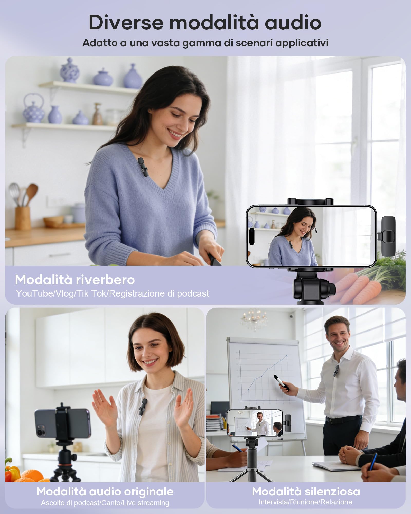 KUKIHO 2 Microphones Cravate sans Fil pour iPhone/Smartphone, Mini-Micro USB-C pour vidéos sur Les réseaux Sociaux, vlogging, TikTok, Youtube, réduction du Bruit, avec Pince, Plug-and-Play
