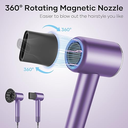 Miniatura 3 de Secador de pelo profesional, secador de pelo iónico negativo de 200 millones con motor sin escobillas de 110000 RPM, secador de pelo de alta