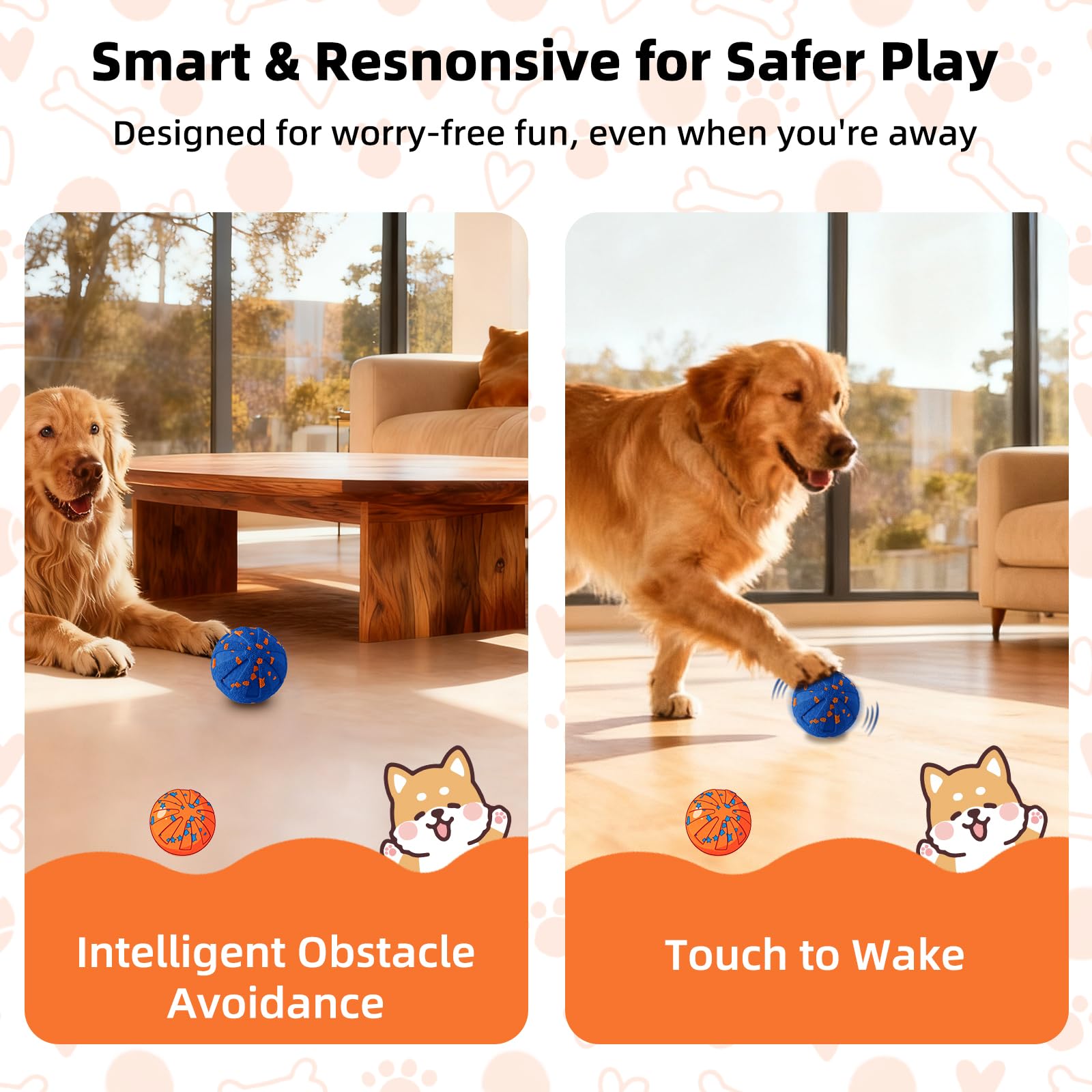 Balles interactives pour chien, jouets à mâcher agressifs, jouets à mâcher pour chien, jouets d'enrichissement pour chien, mouvement automatique, rebondissant, rotatif, rechargeable, jouets pour