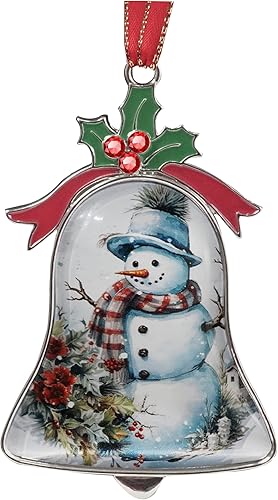Gixpop Adorno de Navidad con colgante de campana decorativa de metal de vidrio colgante de campana de Navidad para decoración del hogar, decoración