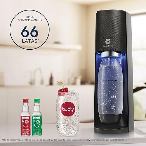 Miniatura 4 de SodaStream - E-TERRA - Máquina de soda PAQUETE DE VALOR 3 niveles automáticos de carbonatación Incluye 2 cilindros de CO2, 3 botellas aptas