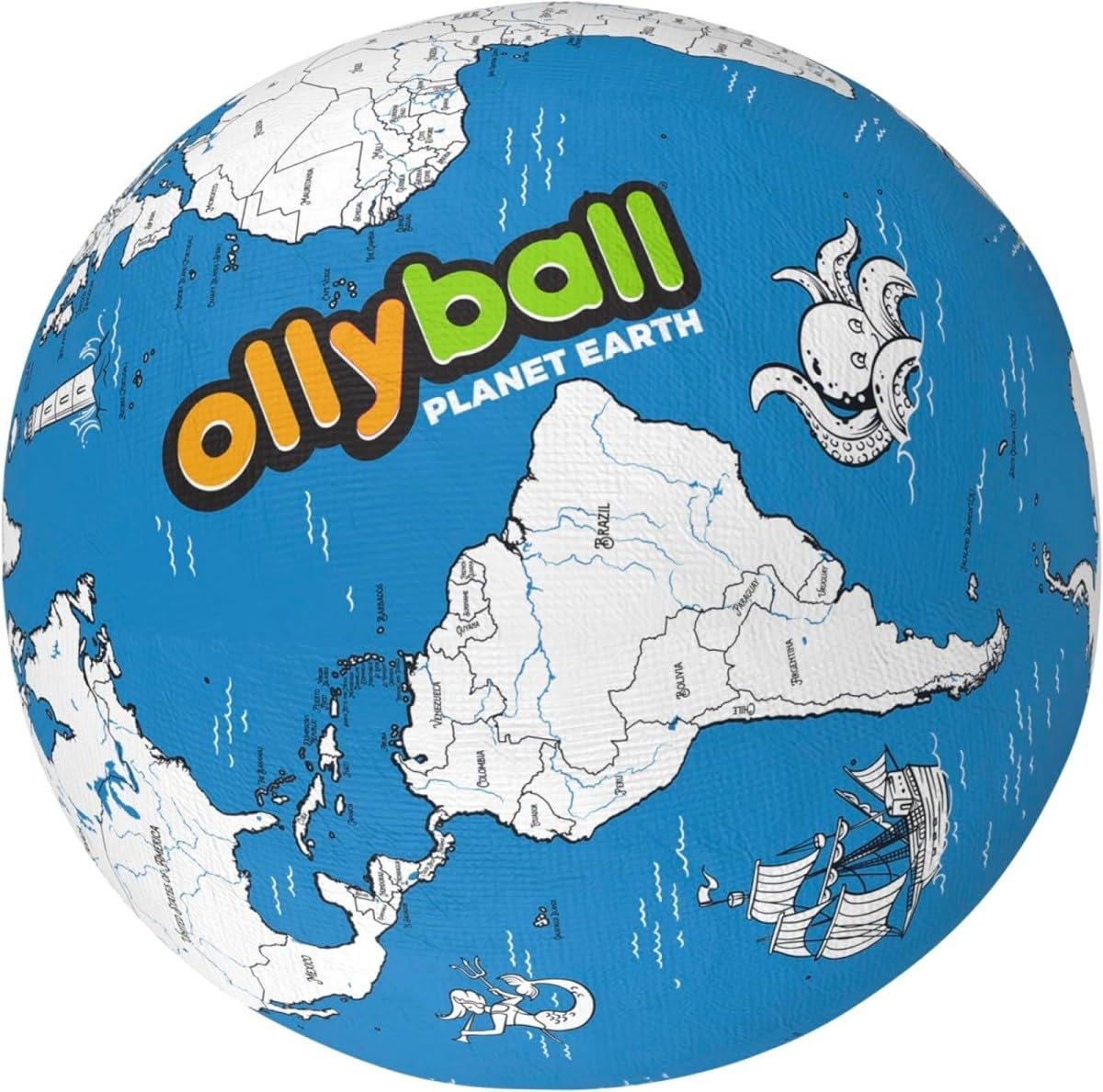 Ollyball 1915351 Freizeitball Planet Earth, Indoor-Ball für Kinder zum Ausmalen, stoßabsorbierend mit patentierter KrunchCOR Technologie, ab 4 Jahren, 55 cm