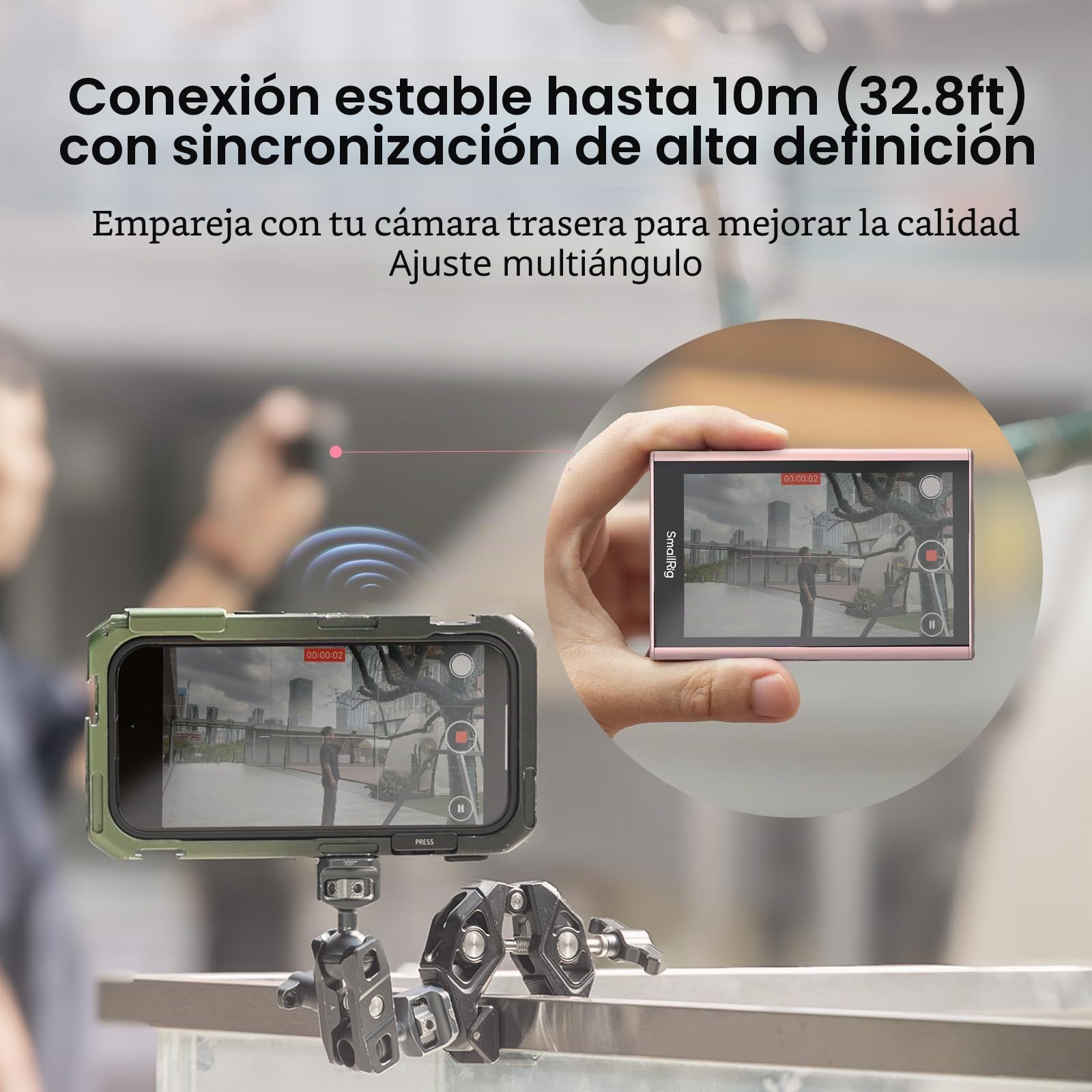 SMALLRIG Monitor Inalámbrico Rosa 1080P para Teléfonos (Soporta 4K 30fps), Monitor Magnético para MagSafe, para iPhone, Vlogging y Transmisiones en Vivo - 5746