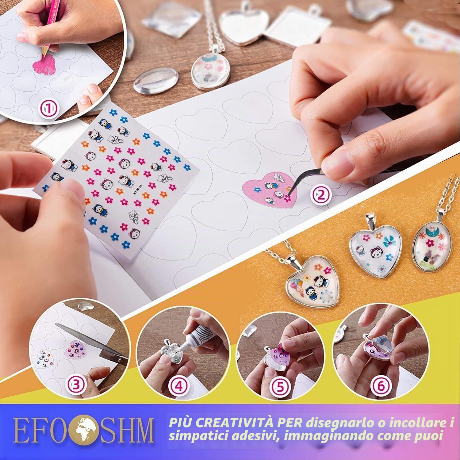 EFO SHM Kit Gioielli Fai da Te Bambina – Set per Collane con Ciondoli e Charms, con Kit Braccialetti Extra, Idee Regalo Ragazza 6 7 8 9 10 11 12 Anni