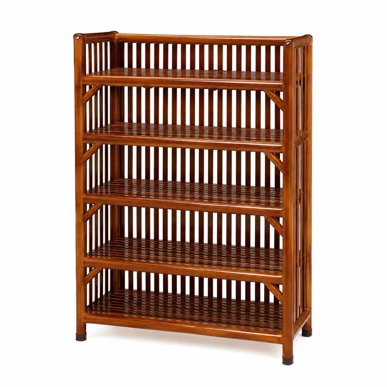 Wooden Shelf Bamboo 5-Shelf Rack, Kitchen Organizer, Shoes &Slippers Rack, Books Shelves, Planter Stand, Office File Cabinet, Utility Rack for Doorway, Hallway, Entryway & Balcony-image-2