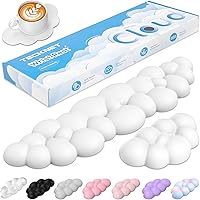 Vista 1 de TECKNET Cloud - Juego de reposamuñecas para teclado, reposamuñecas Cloud con base antideslizante, almohadilla de muñeca de piel sintética
