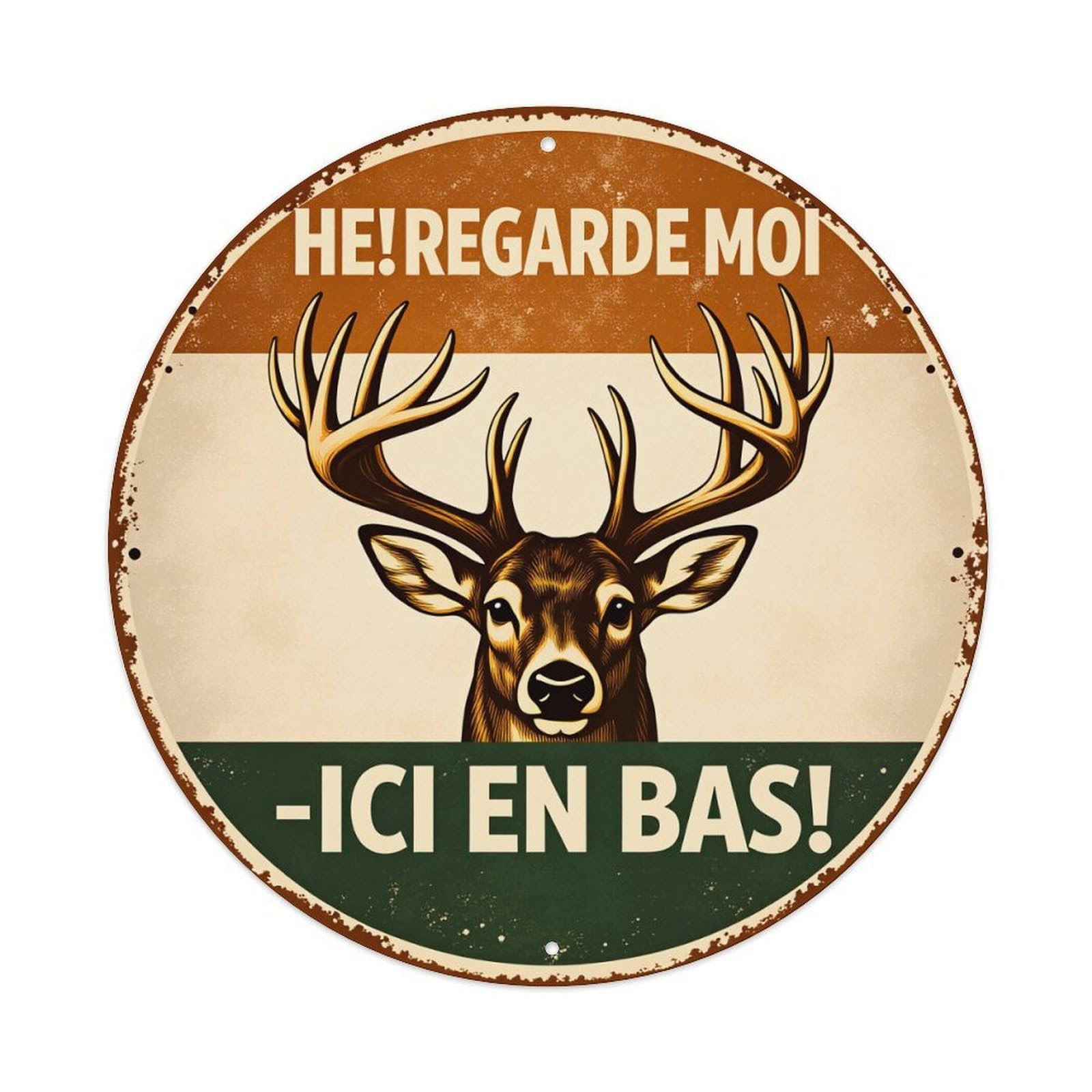 Deer Head With Antlers And Text Round Tin Sign Vintage Style Metal Sign Home Bar Garden Wall Plaque Decor Metal Poster 8x8 Inch