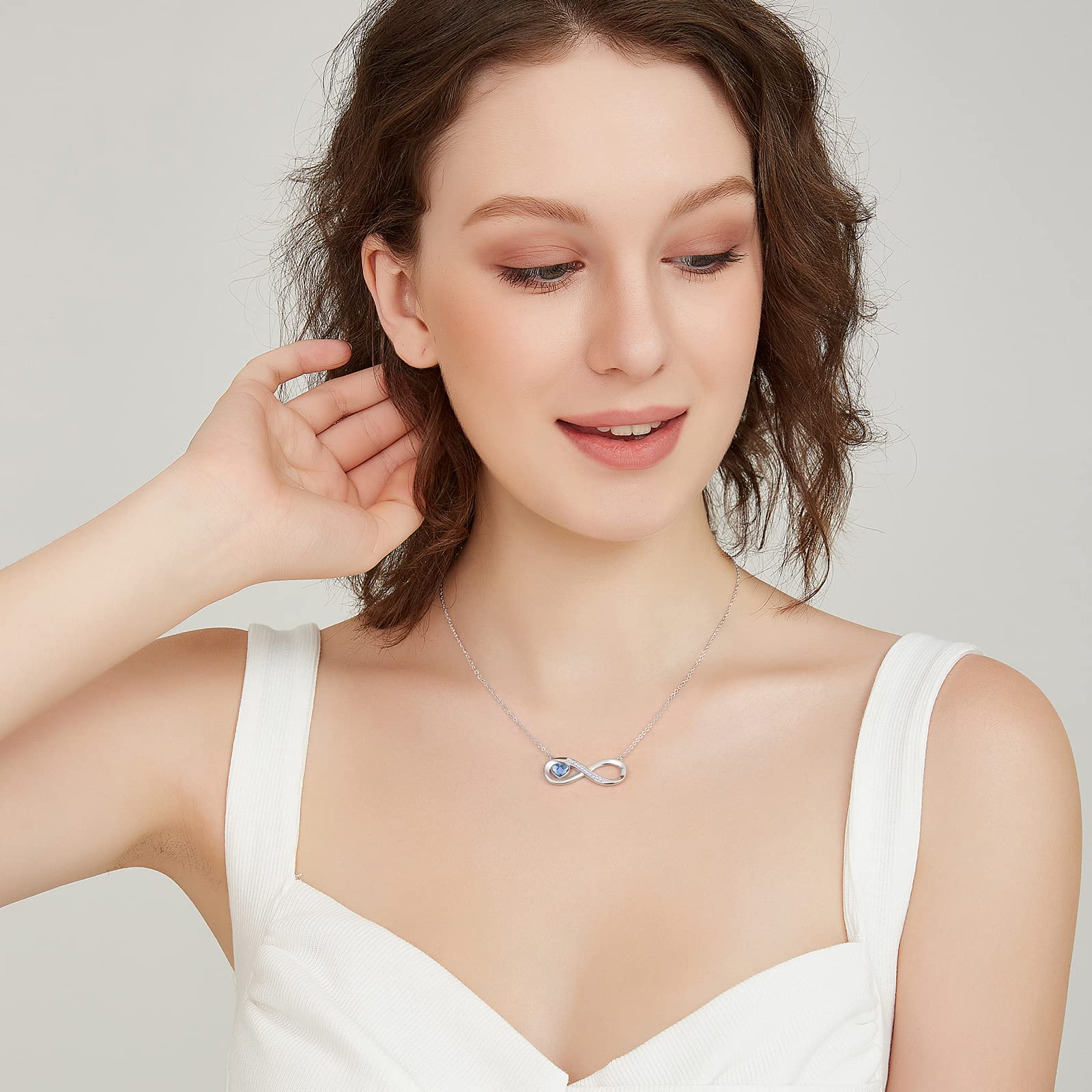 LOUISA SECRET Regalo Natale Collana Donna in Argento 925, Ciondolo a catena di Cristallo con Zirconi, Compleanno San Valentino Festa della Mamma Regalo gioiello per la donna Migliore amica