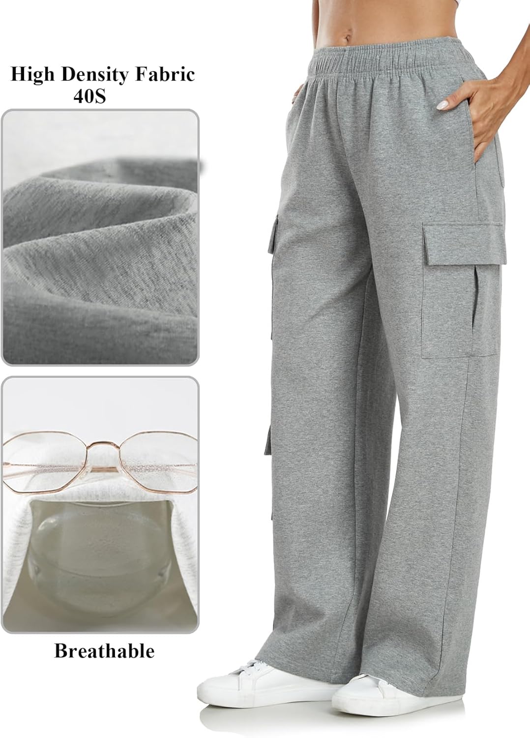 Inno 28" 31" 34" 36" Womens Cargo Sweatpants Y2K Casual Baggy Wide Leg Pants Cotton Jogger Fashion 2026 Trendy - Image 4