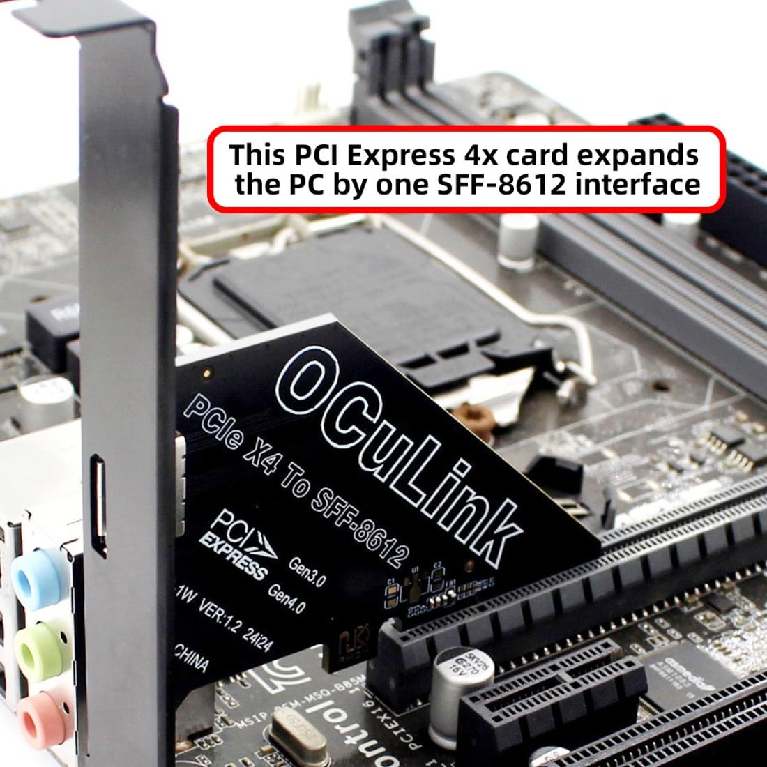ChenYang Oculink a PCIe 4.0 X4 - Adattatore per scheda di espansione SFF-8611/8612 a PCI Express con supporto per slot da 8 cm