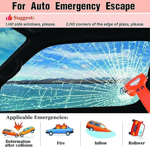 Miniatura 6 de Cortador de cinturón de seguridad para interruptor de ventana de emergencia, martillo de seguridad, accesorios de escape