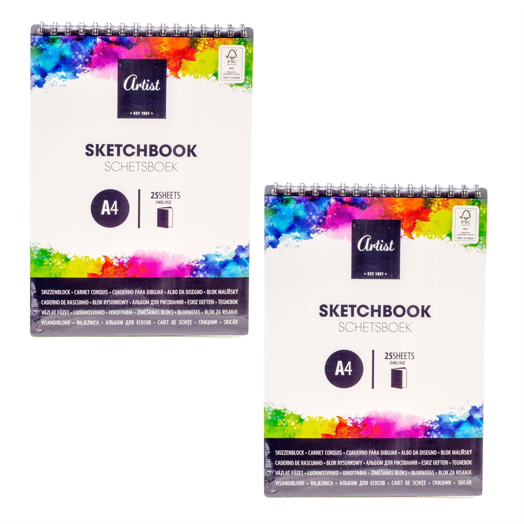 Carousel Home Pack of 2 Artist A4 Sketch Pads 25 Sheets Art Sketchbooks | Artists Sketch Pads 145gsm Cartridge Paper | Drawing Pads Sketching Books for Artists