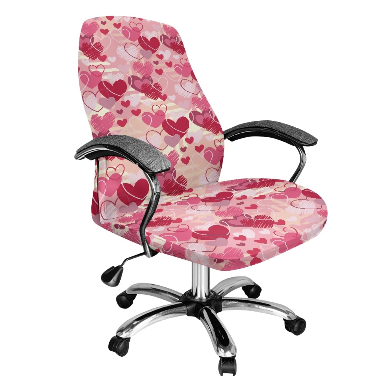 NETILGEN Valentines Day Pink Heart Office Chair Cover Universal Desk Rotating Chair Covers High Back Computer Chair Protector