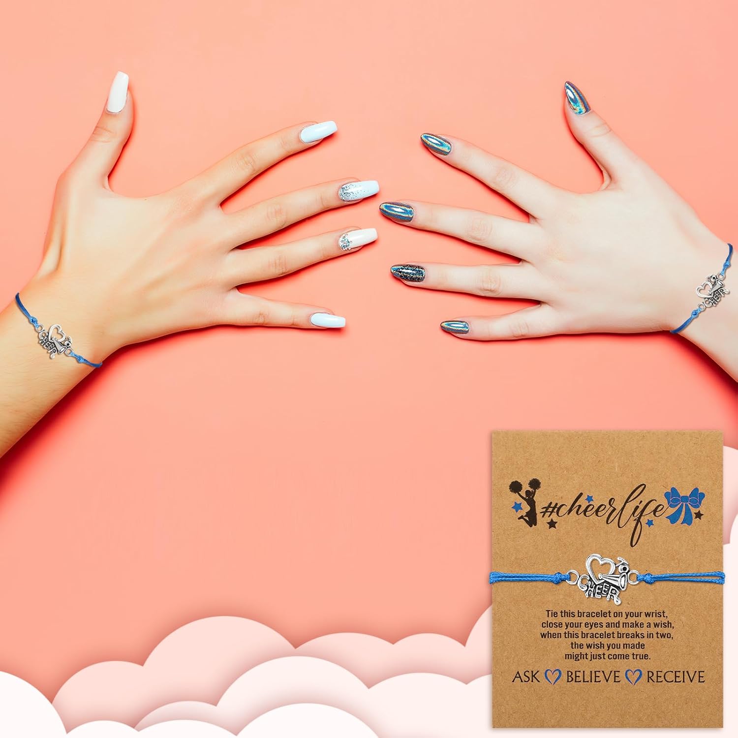 24 Pcs Cheer Bracelet Bulk Cheerleader Gifts Charm Cheerleading Bracelet for Team Girls Adjustable Cheerleader Gifts Jewelry Accessories Bulk - Image 5