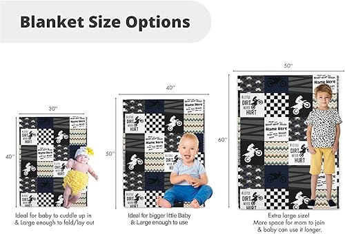 Miniatura 5 de Mantas personalizadas de motocross Dirt Bike Minky con nombre, mantas de felpa personalizadas para niños y niños, mantas neutrales de motocross para