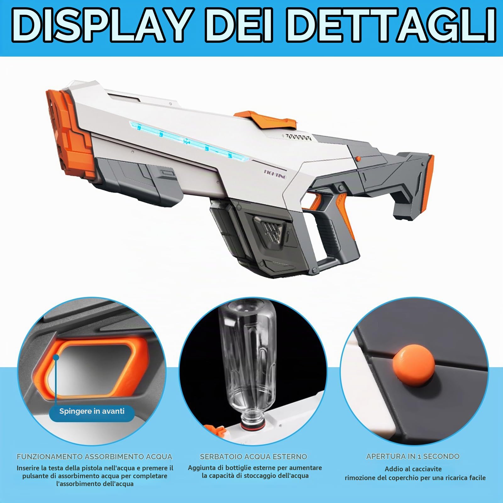 Pistola ad acqua elettrica potenziata,Pistole ad Acqua Potenti a Lunga Distanza,Pistola ad Acqua Auto Aspirazione,Pistole ad Acqua Elettriche,Pistola ad Acqua Elettrica per Bambini e Adulti