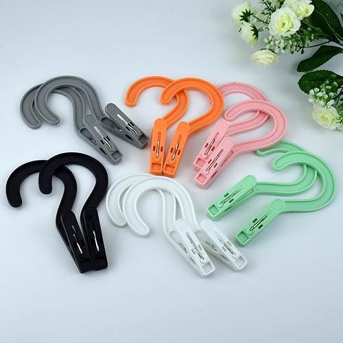 Miniatura 9 de Ganchos para ropa sucia, ganchos para botas, pasadores de ropa de plástico, clips para baño, viajes, portátil, color blanco (12 unidades)
