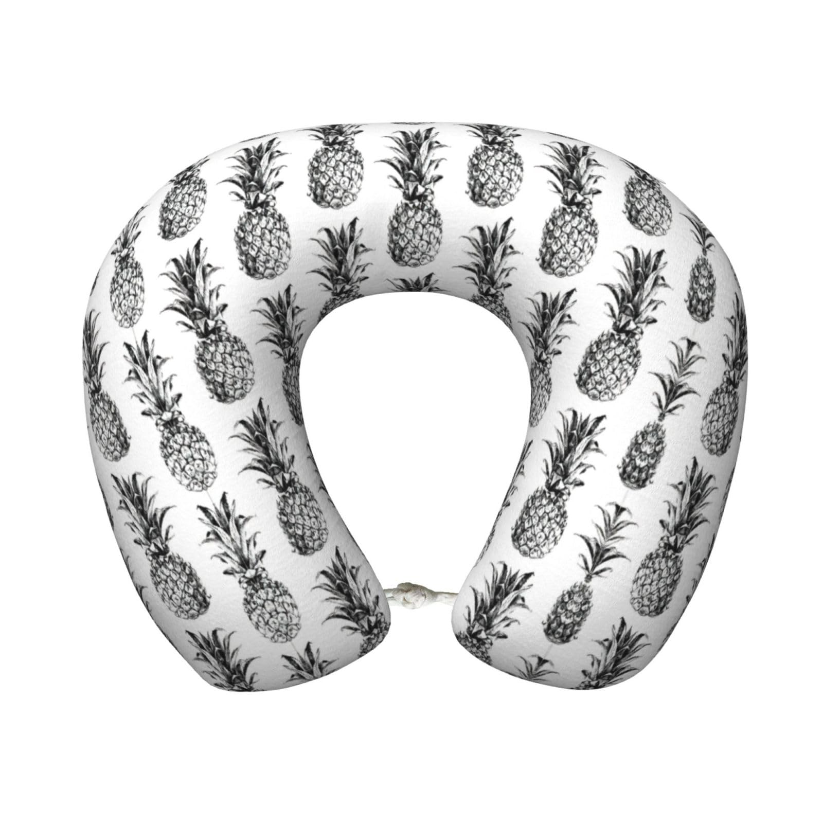 XingFox Tropical Theme Pine Fruit Pattern Print Custom U-Shaped Travel Pillow,Memory Foam Cervical Neck Pillow,for Napping,Plane,Car,Home,Office