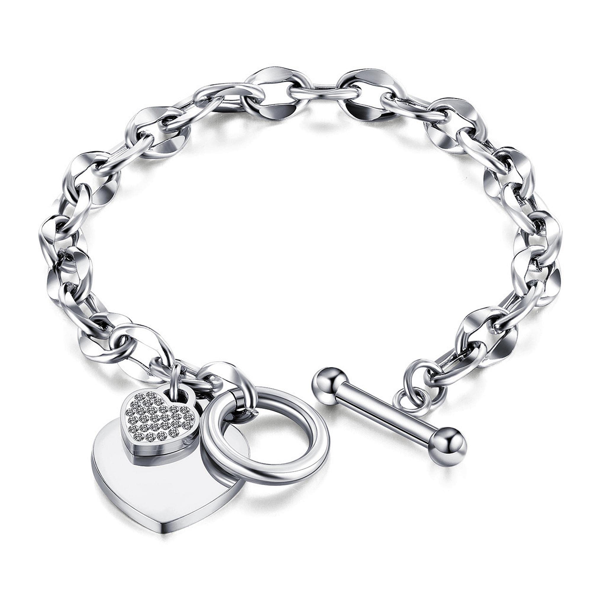 JUPPE Silver Titanium Steel Engraved Bracelet Personalized Proverbs 4:23 Bangle Gift for Women Girls