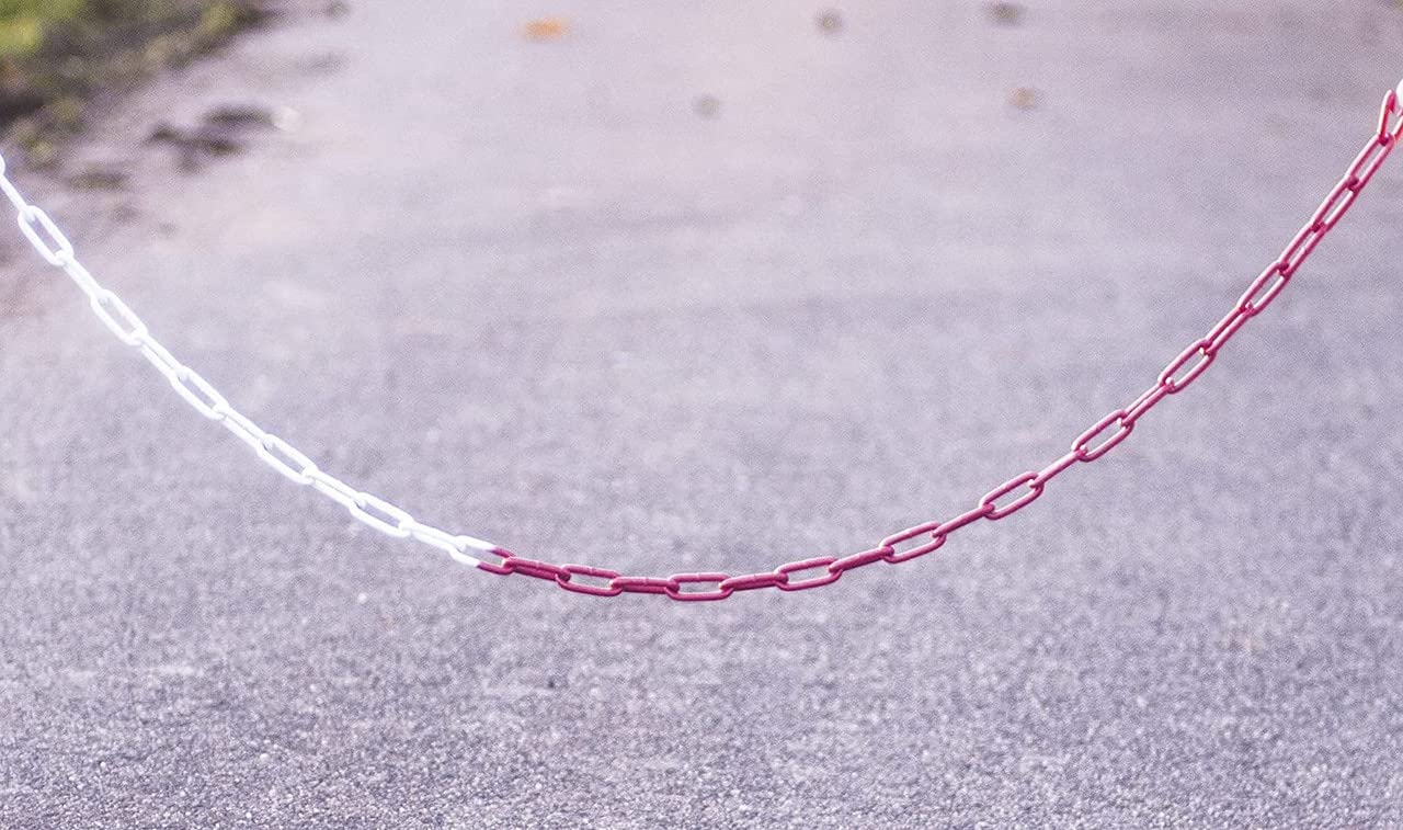 Marwotec Kunststoffkette rot weiß auf Rolle á 50m ideale Absperrkette rot weiß aus Kunststoff zum Absperren großer Flächen, gut sichtbar, stabil und leicht handhabbar von Marwotec aus Deutschland