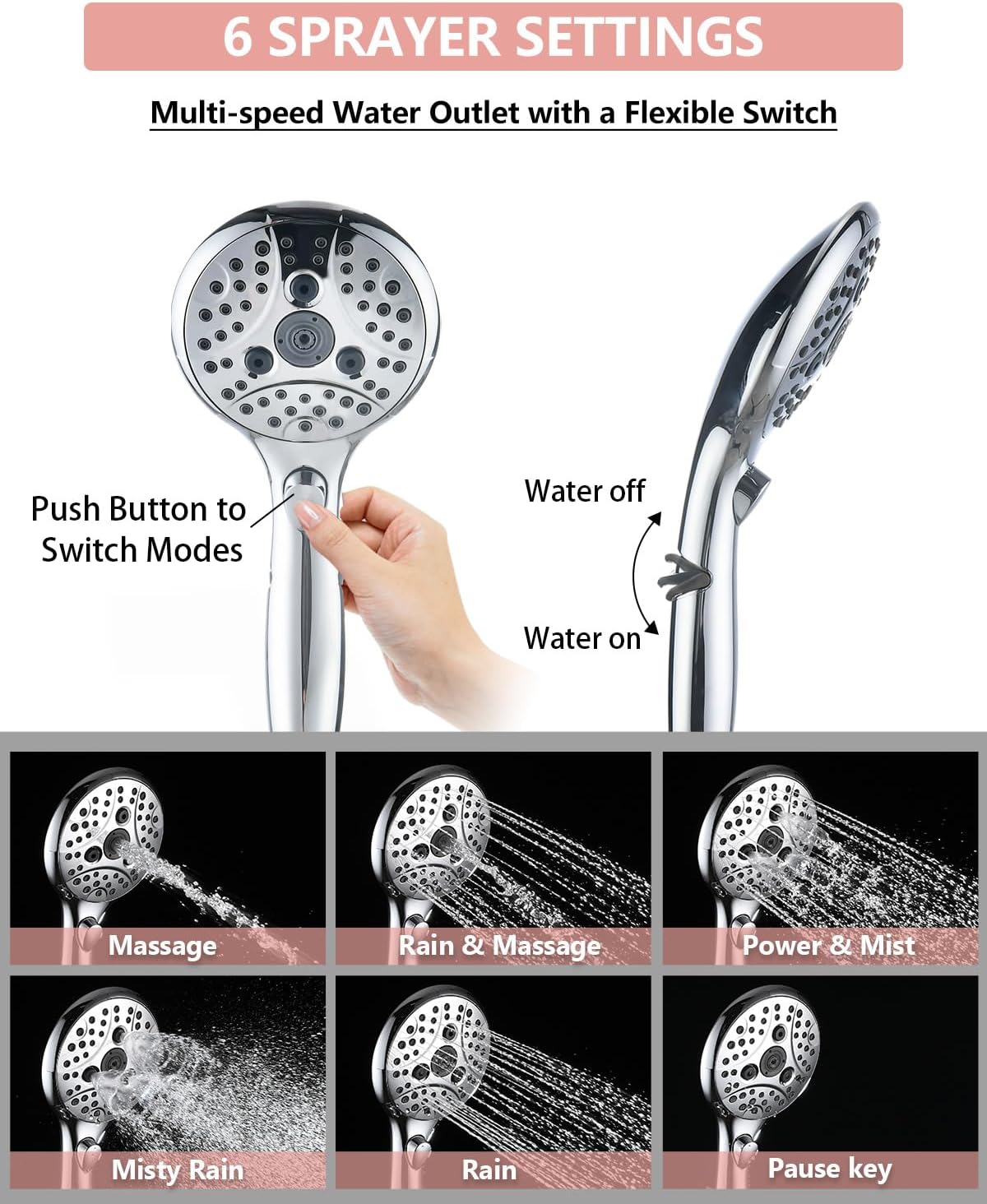 Bathtub Faucet with Sprayer, Tub Spout with Diverter Fits Threaded 1/2" or 3/4" IPS,Chrome Plated