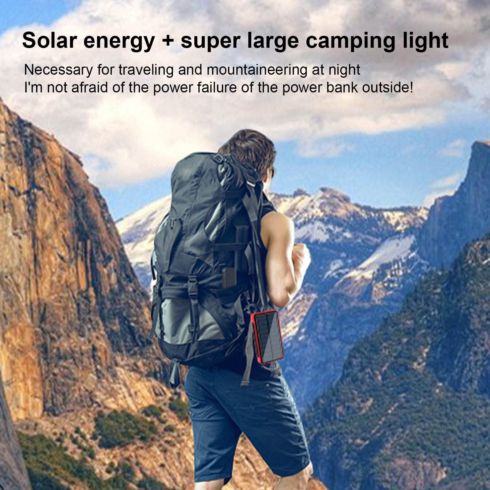 Chargeur Camping - Chargeur téléphone Solaire léger avec Panneau Solaire - Chargeur Solaire Haute capacité pour téléph, tablettes, randonnée, Camping