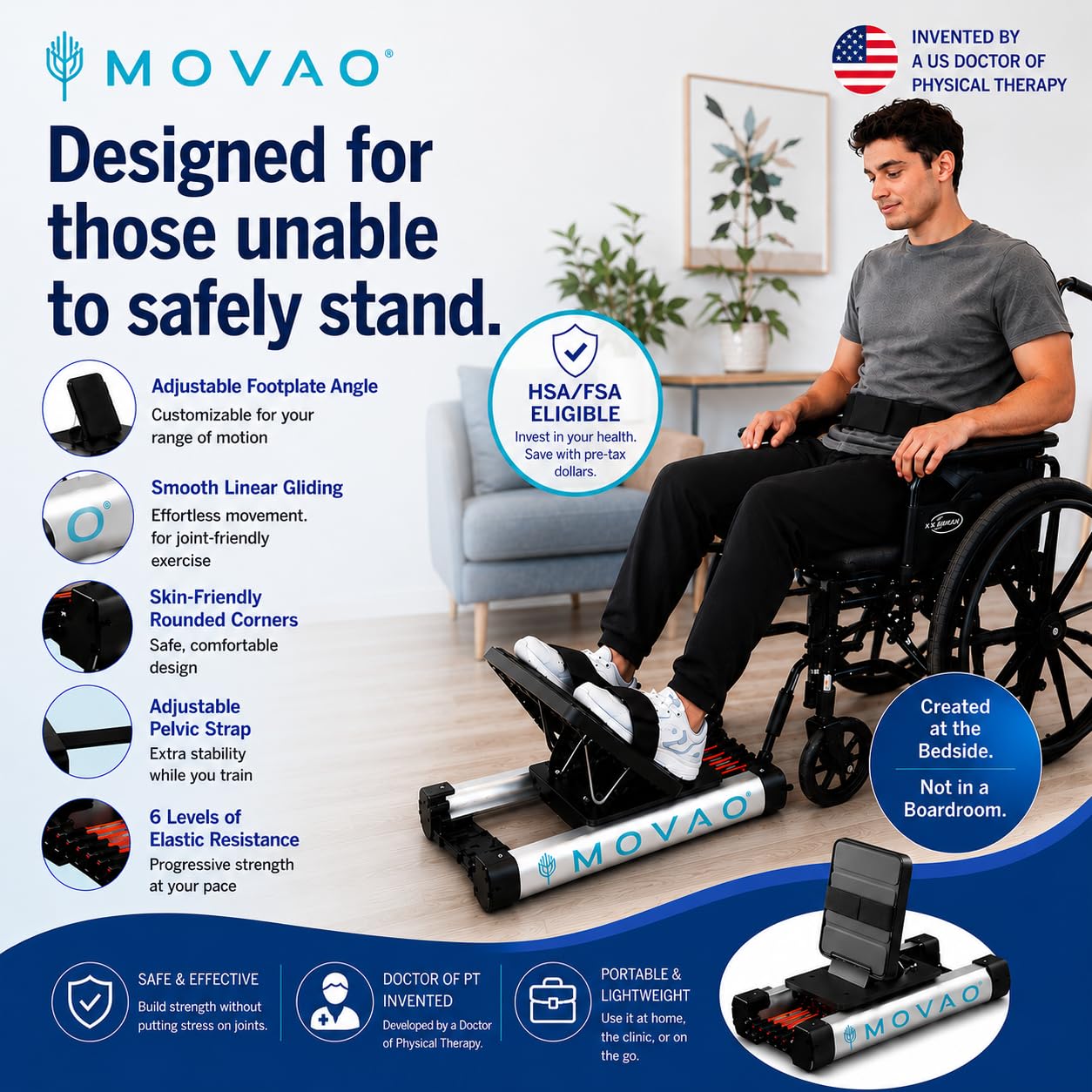 Mini in-Bed Leg Press for Rehab | US Doctor Invented for Stroke, Post-Surgery & Limited Mobility | Use in Bed, Chair or Wheelchair | 6 Resistance Levels | Portable 9 lb PT Equipment — Amazon image 2