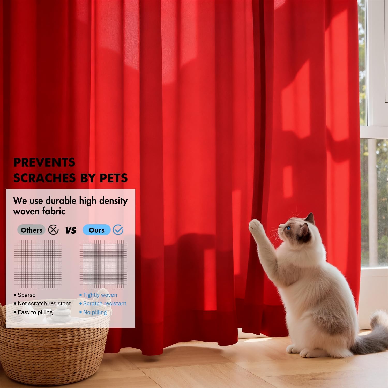 MIULEE Red Privacy Sheer Curtains That Let Light in 84 Inches Long Non-See-Through Semi Sheer Curtain Light Filtering Window Curtains Christmas Drapes for Living Room Bedroom 2 Panels Set 42 X 84