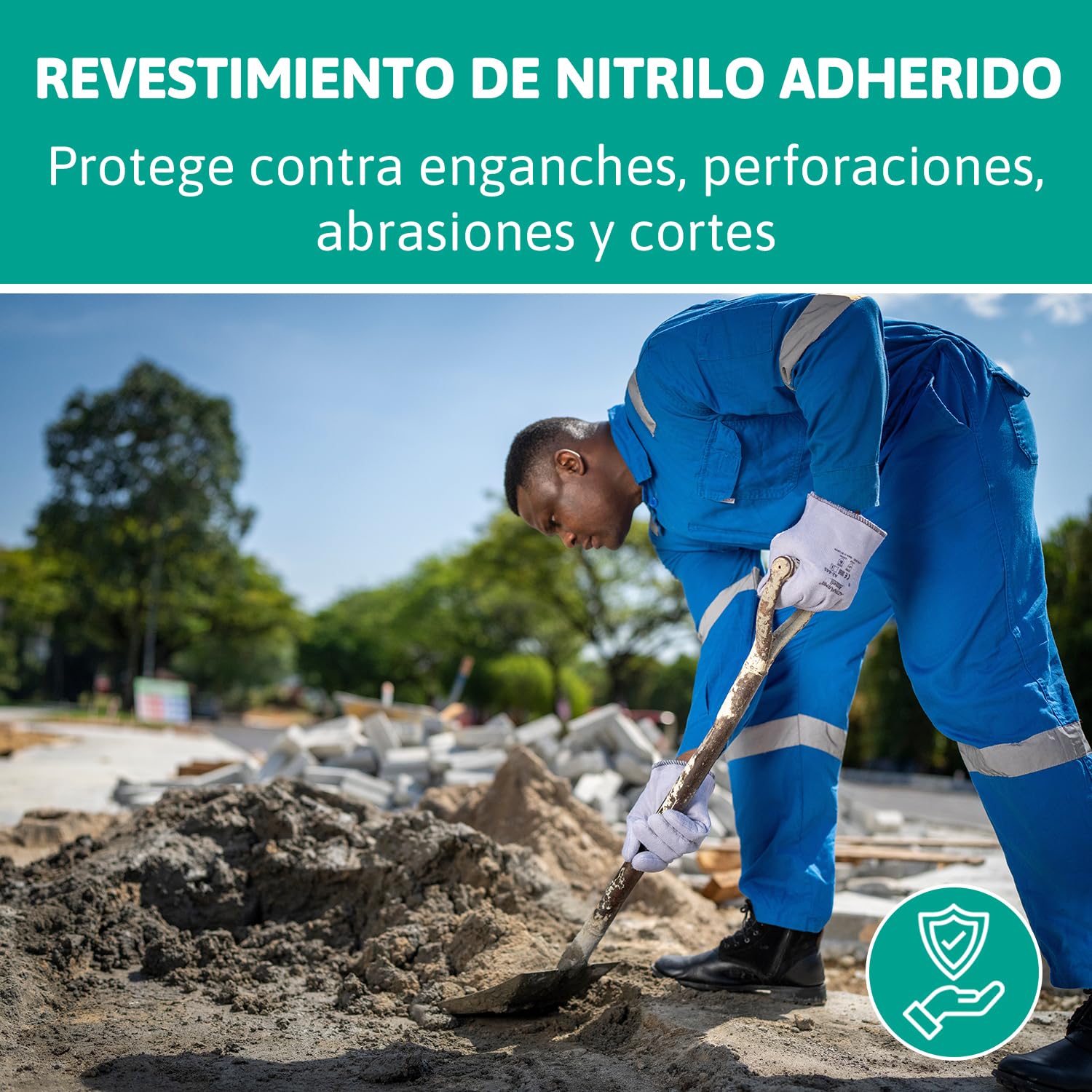 Ansell ActivArmr 42-474, Guantes de Trabajo Resistentes al Calor, Nitrilo, Protección Industrial, Talla L, Gris, 12 Pares