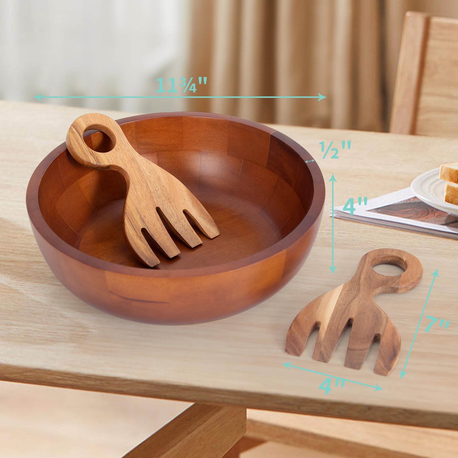 Amazon.co.jp: GinSent 木製サラダボウル サラダハンド付き 11¾
