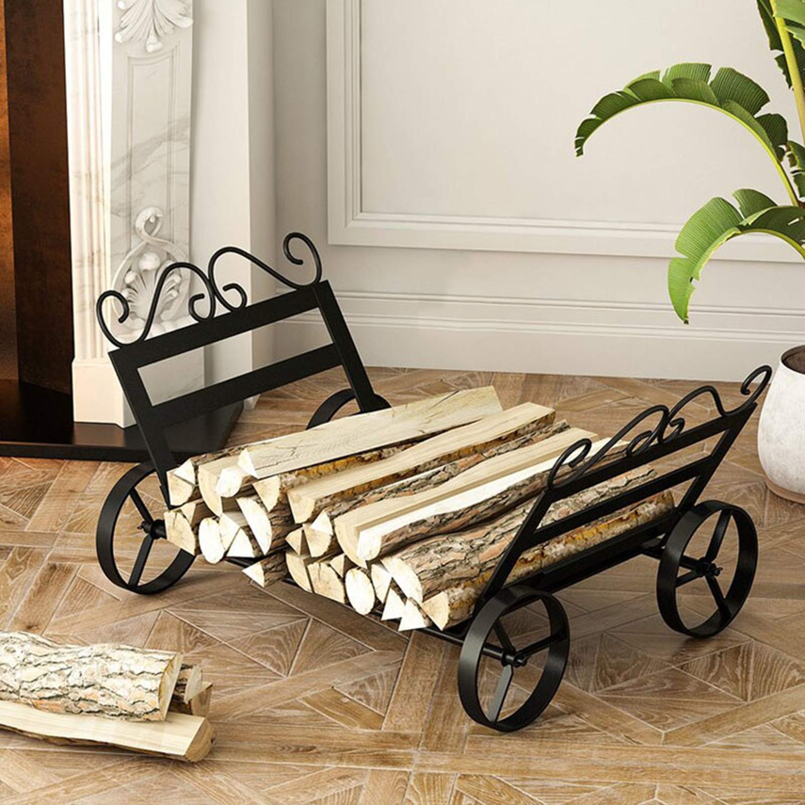 Buy LXLA Indoor Fireside Decorative Log Rack, Heavy Duty Solid Iron