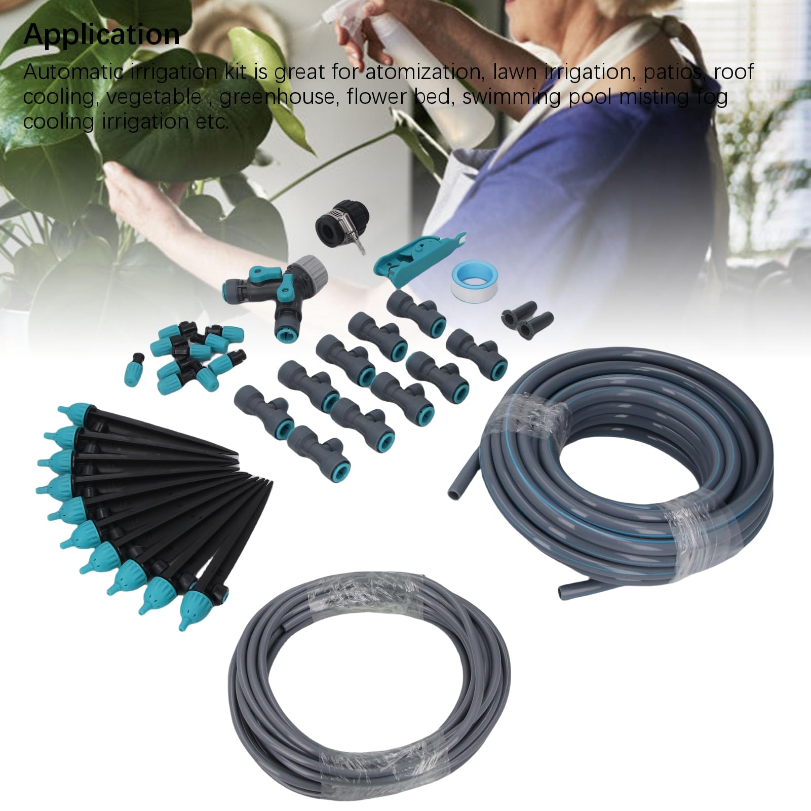 di Irrigazione Automatico da Giardino con Ugello Atomizzato, Kit Completo di Irrigazione a Goccia per Patio e Orto