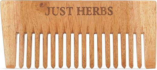Just Herbs Handmade Wooden Neem Comb for Hair Growth and Hairfall Control for Men & Women