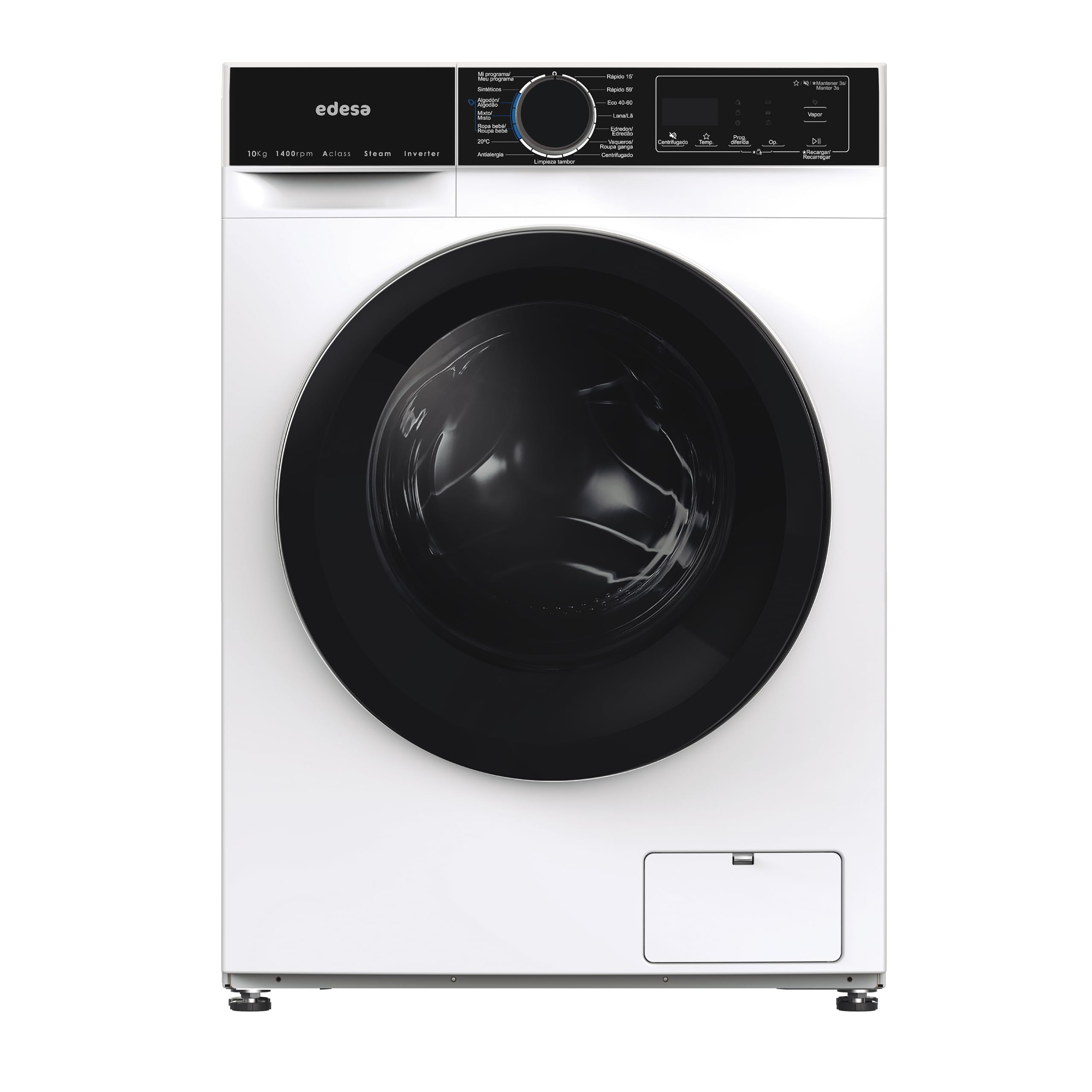 Edesa Lavadora Libre Instalación EWF-10400 WH 10 KG Carga Frontal 18 Programas Gran Capacidad Lavado 10kg Gran Velocidad 1400 r.p.m Bloqueo Seguridad y Puerta Pantalla LED Color/Acabado Blanco