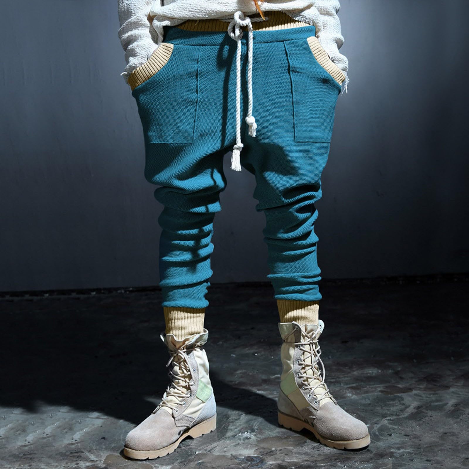 Generico Pantaloni Tuta Uomo Cotone,Pantaloni Lunghi Casual da Uomo Pantaloni Eleganti Non Stirati Antirughe più Pantaloni da Abito Ispessiti in Pile