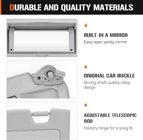 Miniatura 5 de Visera solar para Honda Civic EX LX Sedan SI Coupe 2006-2011, lado del conductor izquierdo, repuesto gris 83280-SNA-A01ZA