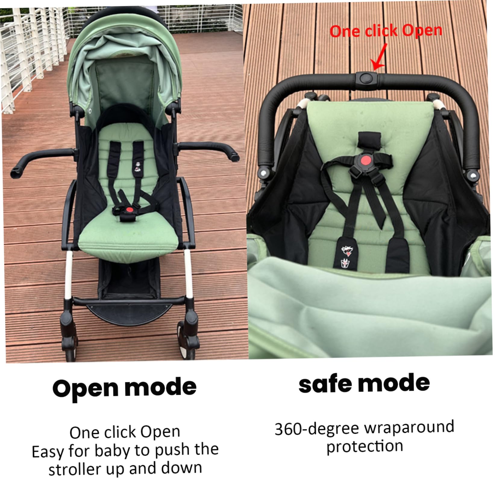 Kinderwagen-Stoßstange, PU-Leder, verstellbarer Winkel, wasserdichter Kinderwagengriff für Kleinkinder, abnehmbares Querstangen-Zubehör für Halt und Sicherheit, Dekoration