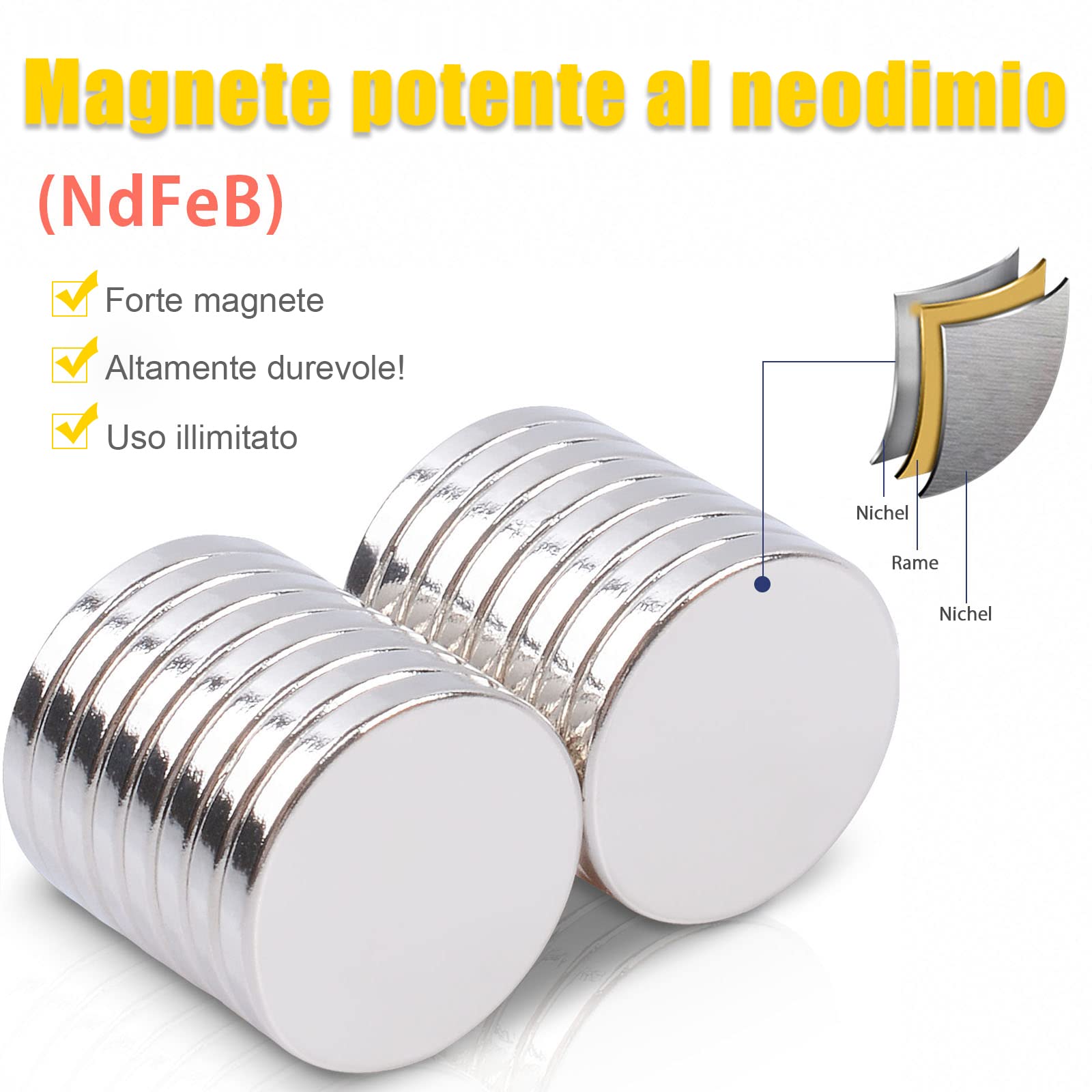 FPMYB 40pcs Magneti Neodimio Calamite Piccole Rotonde 15x2mm，Magneti al Neodimio Calamita Magneti Per Frigorifero e Cucina Lavagne Bianche Ufficio
