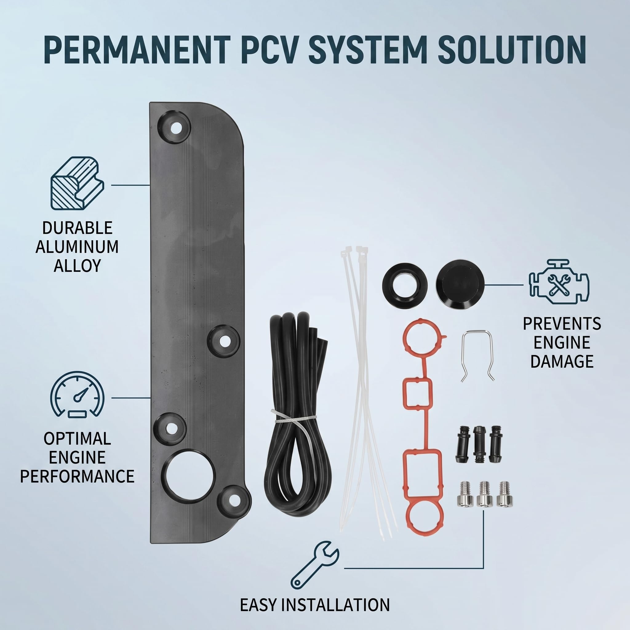Tbest Kit de Suppression PCV Accessoire de Réparation de Dérivation en Alliage D'aluminium Haute Performance pour Moteurs TT TTS Rabbit 2.0T FSI Noir