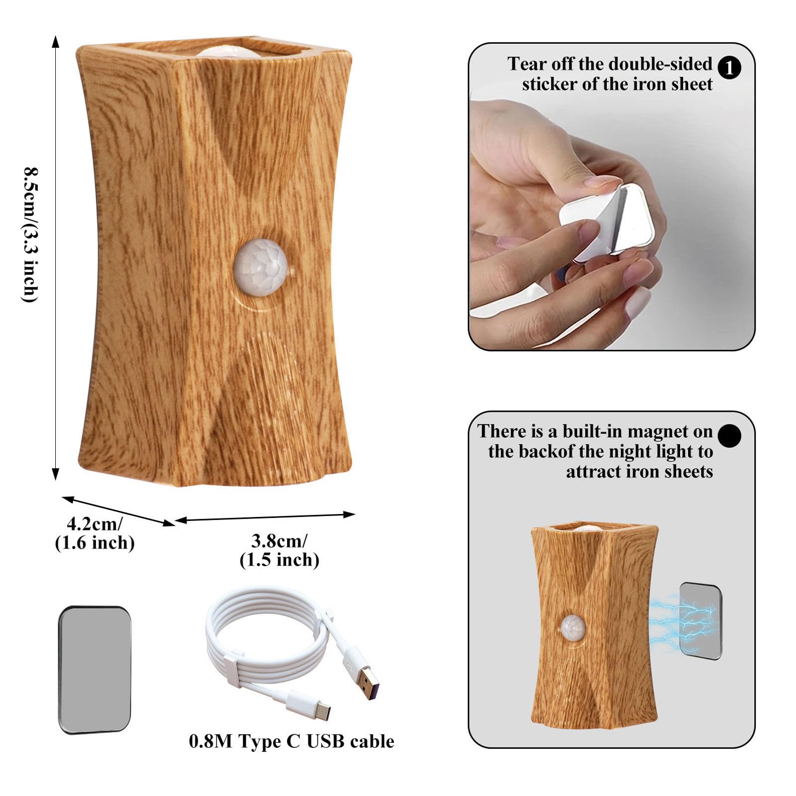 Luz Del Sensor De Movimiento Con Batería Recargable, 1200 Mah Mordern Control Táctil Atenuable 3 Niveles De Brillo De Pared, Para Sala De Estar Dormitorios Pasillos