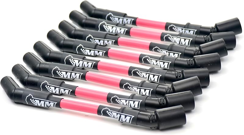 Jogo de cabos de vela Michigan Motorsports 10 mm para motores LS – 8 unidades na cor rosa