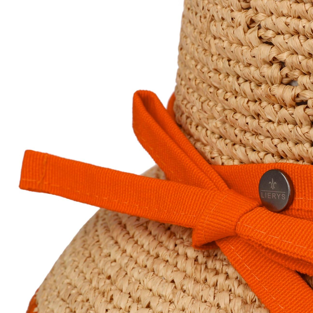SOMBREROSHOP Anira Crochet Sombrero Cloche Paja con Lazo y Banda Textil Mujer Primavera Verano