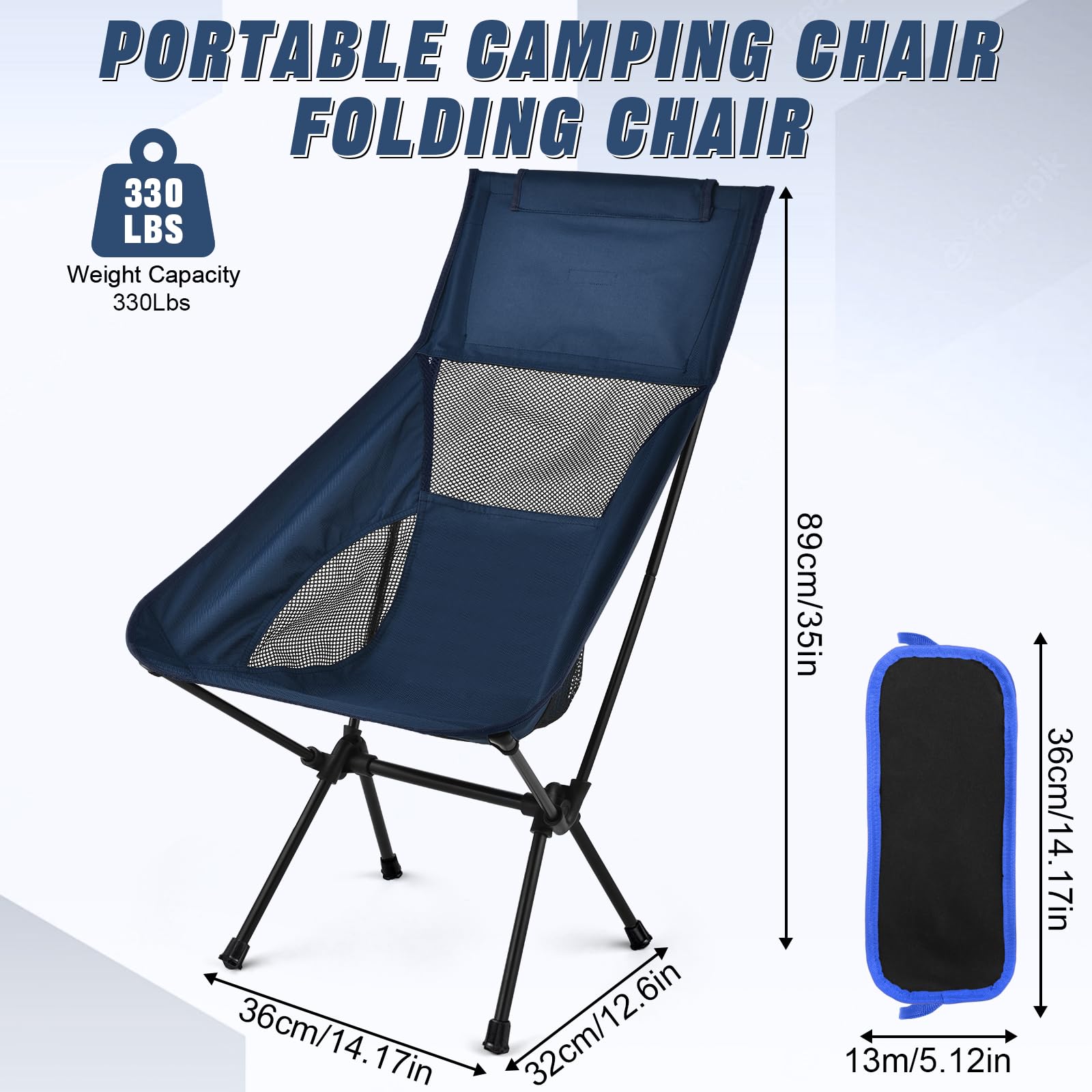 Sedia da Campeggio Pieghevole Leggera, Capacità di Carico 150kg, Sedia da Campeggio Portatile con Borsa Portaoggetti, Sedia da Spiaggia Compatta per Picnic, Campeggio, Viaggi, Pesca, Spiaggia