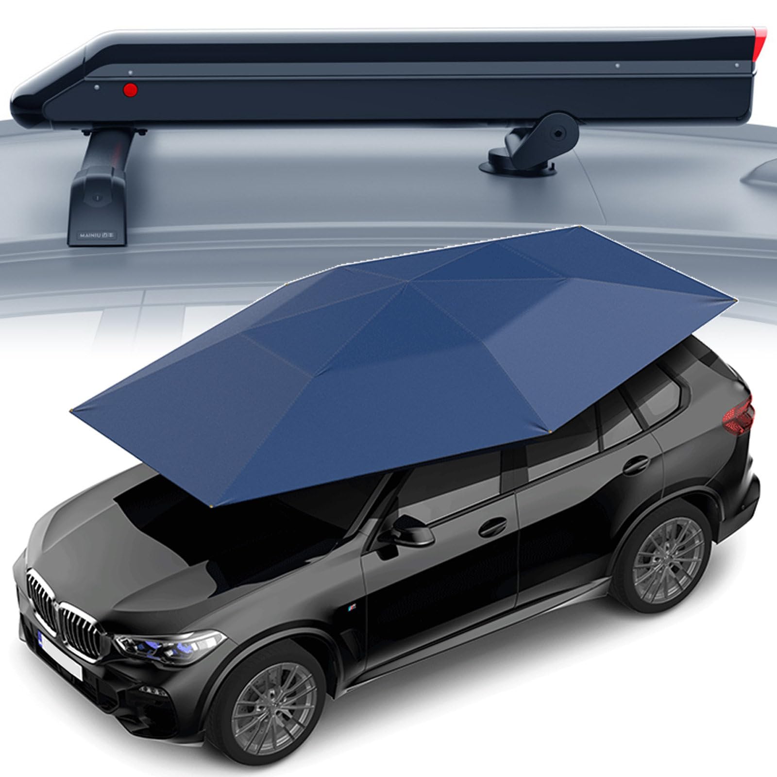 Fully Automatic Car Tent Umbrella,Universal Auto Roof Carport,Sunproof Automotive Canopy Cover,Waterproof Car Sun Shade Umbrella Tent SleekBlue-A