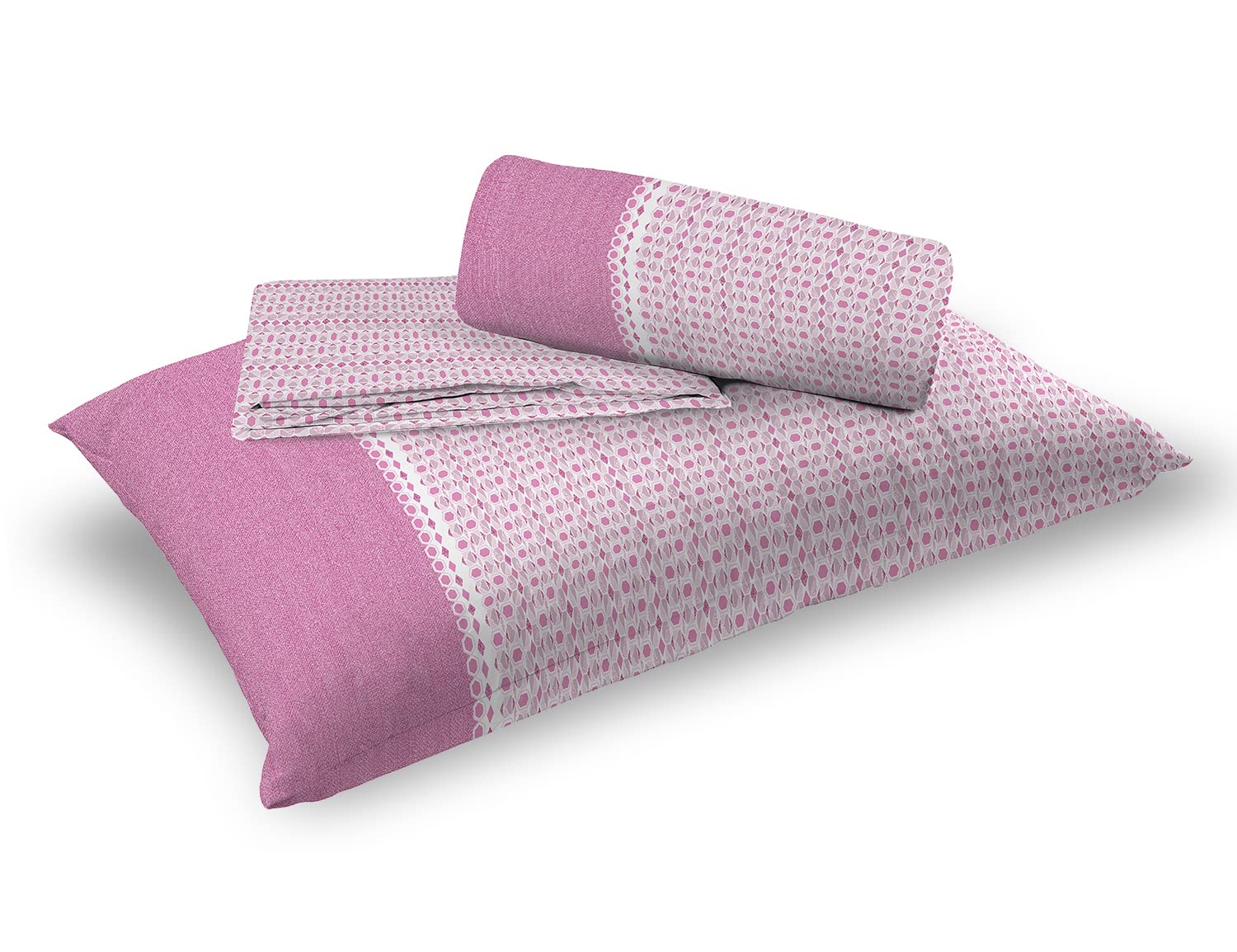 Banzaii Set Completo Lenzuolo di Percalle Altissima qualità 600 Fili Maxi (per Materasso 180 cm, Altezza Fino a 35 cm) Anastasia Rosa