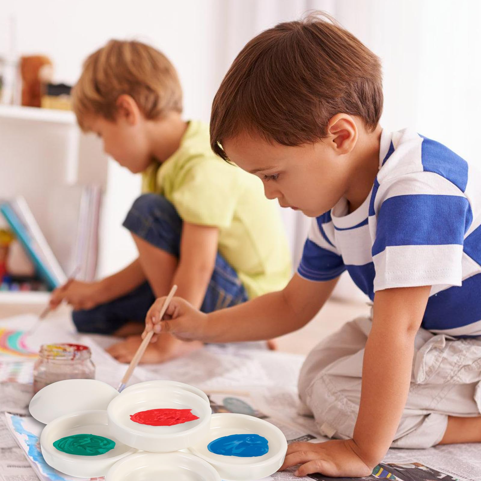 Uonlytech Bandejas para Paletas de Pintura de Cerámica de Color Claro Diseño de Cinco Capas, Mezcladores de Tinta Fáciles de Usar para Entusiastas de DIY y Niños
