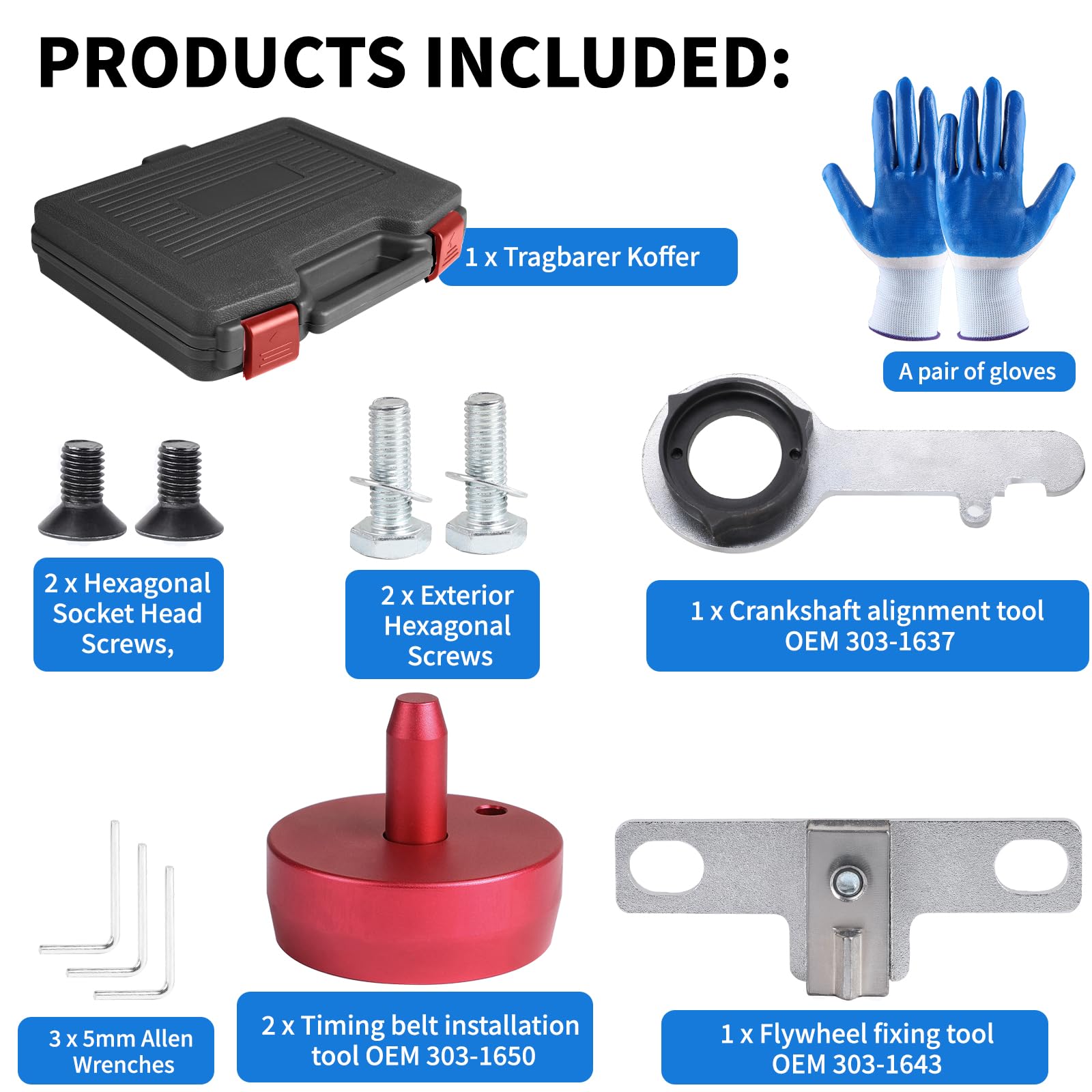 DBREAKS Strumento di Regolazione del Motore per Auto Compatibile con Ford Transit EcoBlue 2.0 TDCi, Strumento di Fasatura del Motore 303-1637, 303-1643, 303-1650, Blocco Albero a Camme dei Motori