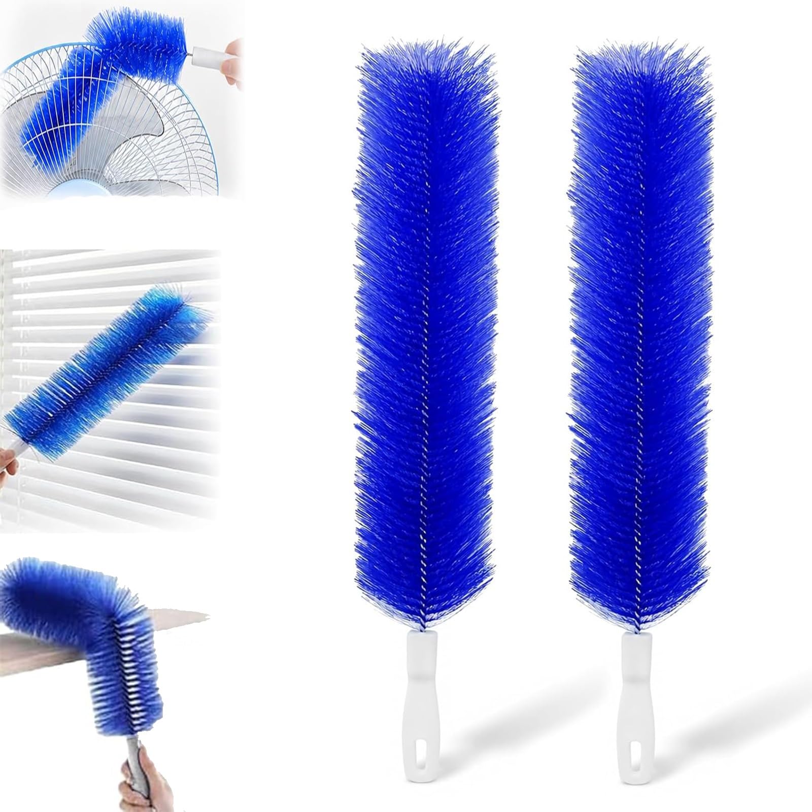 Bendable Microfiber Head, Reusable Dust Remover for Ceiling Fan, Washable Fan Cleaning Brush for Air Conditioning, Blinds and Car Vent(Blue,2pcs)